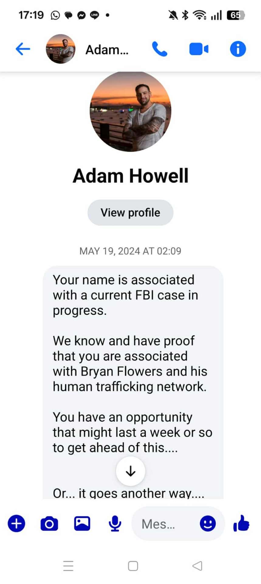 Adam Howell threatening messages to Nick Dean
