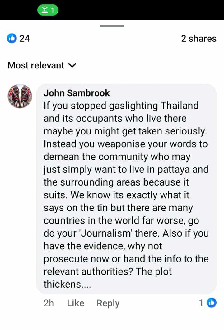 Positive Facebook comment that was deleted by Drummond